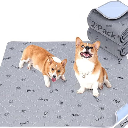 Washable Pee Pads for Dogs, 2Pack Reusable Puppy Pads, Absorbent Whelping Pads with Bone Print, Non-Slip Waterproof Pet Training Pads for Couch, Crate, Potty Training 18x24