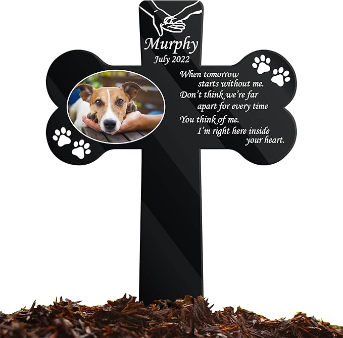 Personalized Dog Remembrance Garden Stake Pet Loss Gifts Dog Memorials Gifts For Friends Custom Pet Picture Plaque Stake Grave Markers Sympathetic Loss Of Cat For Someone Lost Pet