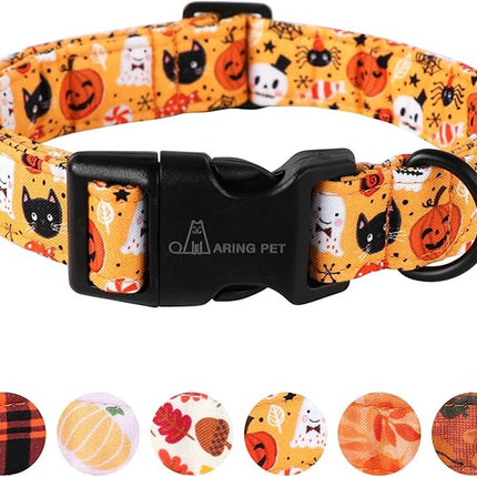 ARING PET Halloween Dog Collar-Cute Pumpkin Dog Collar for Small Dogs, Adjustable Halloween Ghost Dog Collars for Small Medium Large Female and Male Dogs