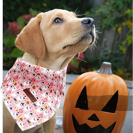 Lionheart Glory Fall Plaid Dog Scarf - Washable, Soft, Square, Adjustable Bandana for Medium to Large Dogs - Halloween Theme