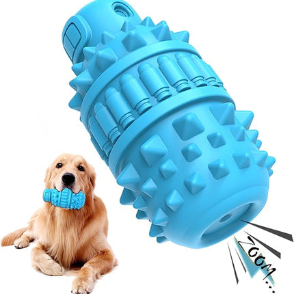 PIFFZEDO Dog Toys for Aggressive Chewers,Interactive Natural Rubber Chew & Squeaky Toy for Large Medium Breed,Dog Toothbrush,Tough & Durable (Azure,Large)