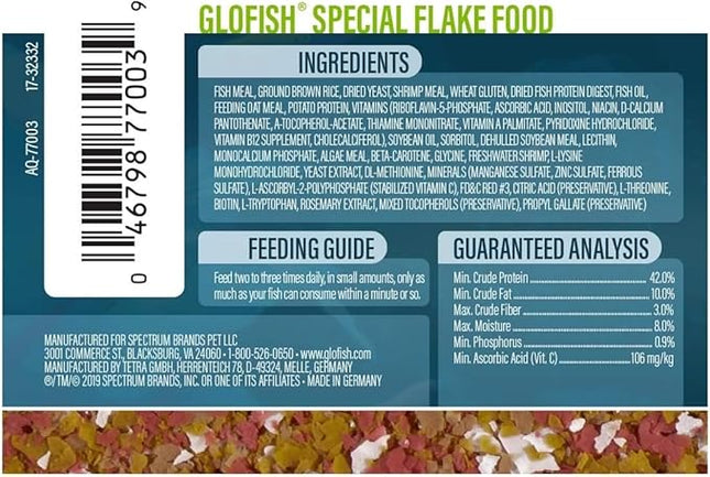 GloFish Special Flake Dry Fish Food for Brightness, 1.6 oz - 77003 (Pack of 2)