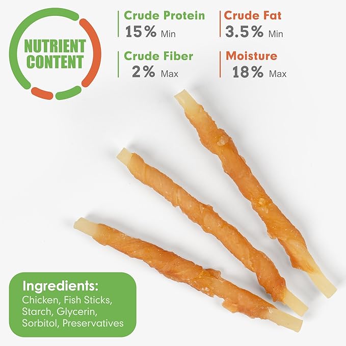 MON2SUN Rawhide Free Dog Treats Chicken Wrapped Cod Sticks for Small Dogs Healthy Training Treats Soft Snacks (8.82 Ounce -Pack of 1)