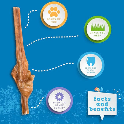 Jack&Pup 6 Inch Bladder Bully Sticks for Small Dogs (25 Pack) Single Ingredient Dog Treats, Puppy Chew Sticks