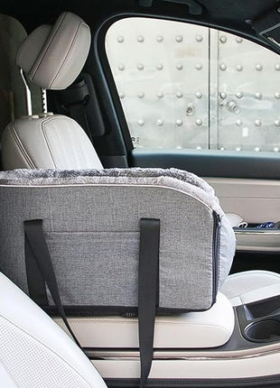 Car Seat Booster for Small Dogs and Cats – Portable Pet Travel Bag Under 30lbs, Washable Car Seat with Safety Belt and Storage Pockets (Grey)