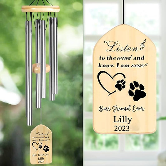 Pet Memorial Gifts, PEMIRSAYO Personalized Pet Memorial Wind Chime - Gifts for Loss of Dog - Remembrance Bereavement Gifts for Loss of Dog - Dog Memorial Gifts for Loss of Dog