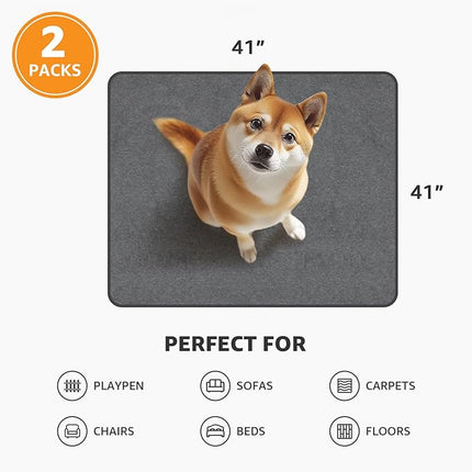 Wahsalbe Puppy Pads 2 Pack, 41x41 Washable Pee Pads Whelping Pads, Absorb Dog Mats, Non-Slip Dog Training Pads for Whelping, Potty, Training, Playpen, Crate