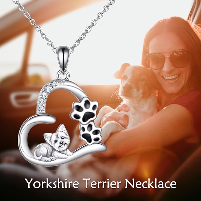 VONALA French Bulldog Guinea Pig Fox Sloth Necklace 925 Sterling Silver Cute Animal Heart Pendant Jewelry Gifts for Women