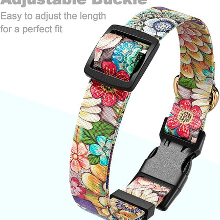 Rnivvi Dog Collar for Medium Dogs, Cute Heavy Duty Adjustable Puppy Collar with Quick Release Buckle for Boy Girl & Female, Pet Accessories for Walking Running, M Length 1" Width, Colorful Mandala
