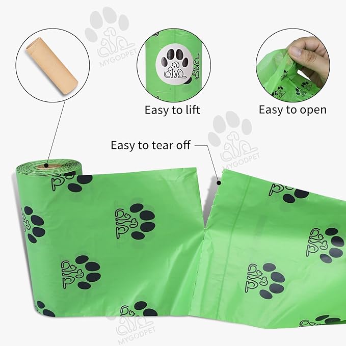 Dog Poop Bags Rolls 300 Count Biodegradable Poop Bags Refills for Dog and Cat Ocean Soap Scented Waste Bag Leak Proof Doggie Poop Bag Doggy Trash Bag Green
