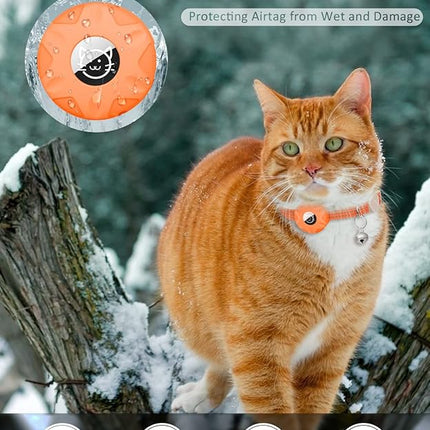 Apple AirTag Cat Collar, GPS Tracker Kitten Collar with Breakaway Feature, Lightweight and Reflective, Perfect for Cats and Puppies (Orange)