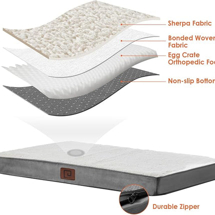 EHEYCIGA Orthopedic XXL Dog Beds for Jumbo Dogs with Removable Washable Cover for Crate, Beige, 47x29