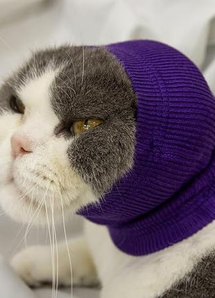 Cat Hematoma Ear Wrap, Cat Ear Wrap Cats Anxiety Relief – Noise Canceling for Fireworks, Thunderstorms Purple S