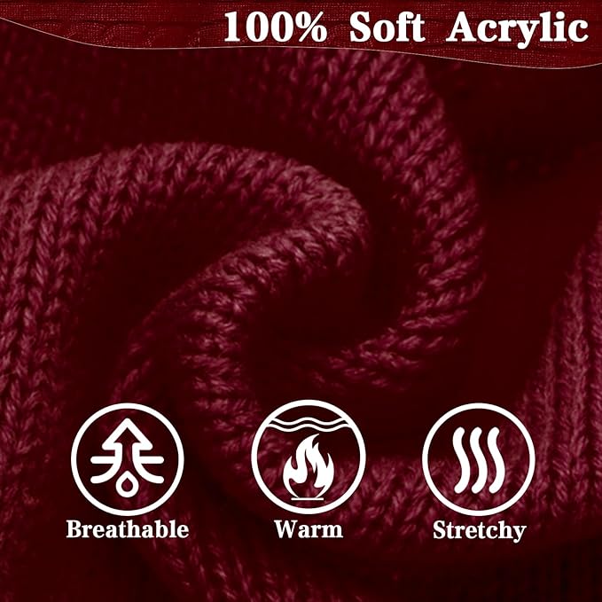 PUPTECK Winter Dog Cat Sweater Coat - Soft Cold Weather Clothes Knitwear for Kitties & Small Dogs Indoor Outdoor Walking Warm, Knitted Classic for Doggies Kitties Girls Boys, Dark Red L