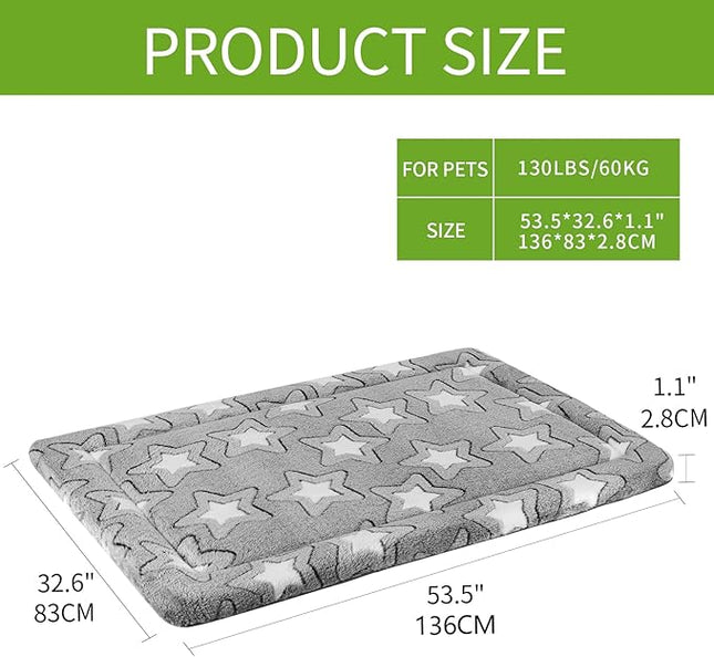 EMPSIGN Dog Crate Pad - Reversible Kennel Mat (Cool & Warm), Machine Washable, Cozy Star Pattern Sleeping Pad for Small Medium Large Dogs, All-Season Pet Bed, Suitable for 54"x37" Dog Crate, Grey