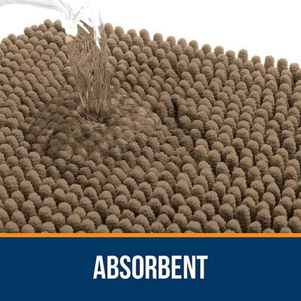 OLANLY Toilet Rugs U-Shaped 24x20, Extra Soft Absorbent Chenille Contour Bathroom Rugs for Toilet, Dry Quickly, Machine Washable, Non-Slip Bath Mat, Tan