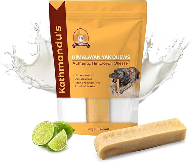 KATHMANDU'S - Authentic Himalayan Cheese Dog Chews - Large, 1-Count - for Improved Dental Hygiene & Protein-Rich Nutrition, No Preservatives