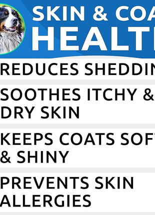 Omega 3 for Dogs and Cats - 180 Fish Oil Treats for Dog Shedding, Skin Allergy, Itch Relief, Hot Spots Treatment - Joint Health - Skin and Coat Supplement - EPA & DHA Fatty Acids - Salmon Oil - Bacon