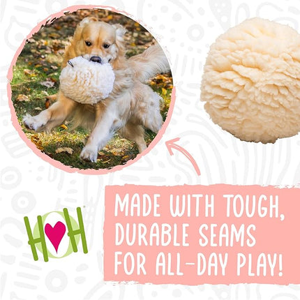 HuggleHounds Plush Ball Dog Toy - Fuzzy Round Ball Dog Toy with Soft Fleece, Durable Stuffed Plush for Small and Large Breeds - 8" HuggleFleece, Large