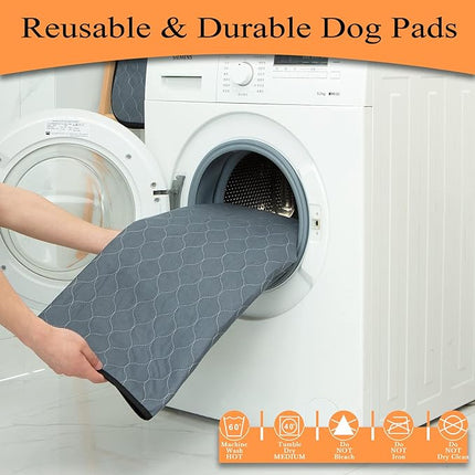 Washable Pee Pads for Dogs, 2 Pack, Grey, Polyester, Reusable Pet Training Pads, Octagon, 71'' Diagonal, Non-Slip, Super Absorbent