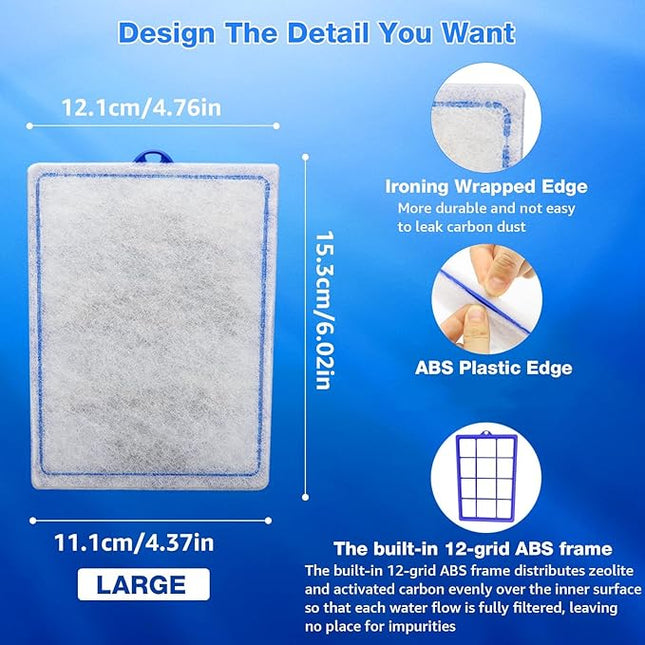 9 Count Assembled Large Filter Cartridges Compatible with Tetra Whisper Bio-Bag Filters 20i 40i IQ20/30/45/60 PF20/30/40/60, Large Replacement Filter Cartridges for Whisper Filters & Aquariums