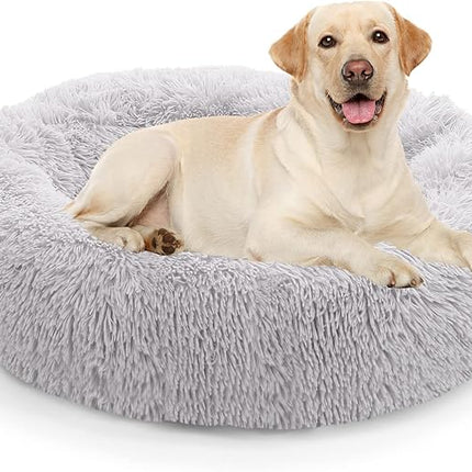 NOYAL Calming Dog Bed Donut Anti Anxiety Fluffy Dog Bed for Small Medium Dog and Cat