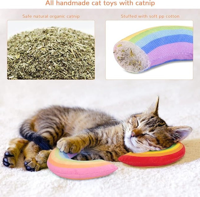 Christmas Catnip Toys for Indoor Cats Kitten, Xmas Kitty Toys Kicker Pillow 2Pcs, Interactive Cat Nip Chew Teeth Cleaning Toy for All Pet Breed