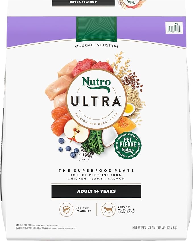 Nutro Ultra Adult Dry Dog Food with a Trio of Proteins from Chicken, Lamb and Salmon, 30 lb Bag
