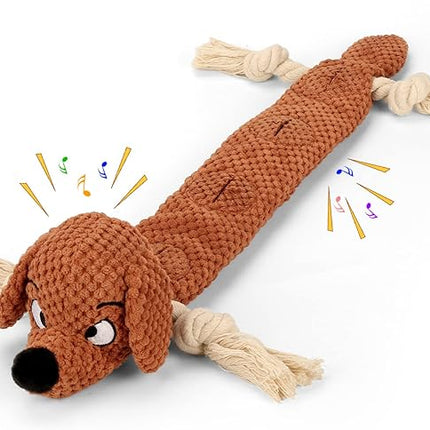 Dog Toys,Squeaky Dog Chew Toy with Crinkle Paper,Interactive Tough Plush Rope Toys for Small Medium Large Dogs with Gift Boxes