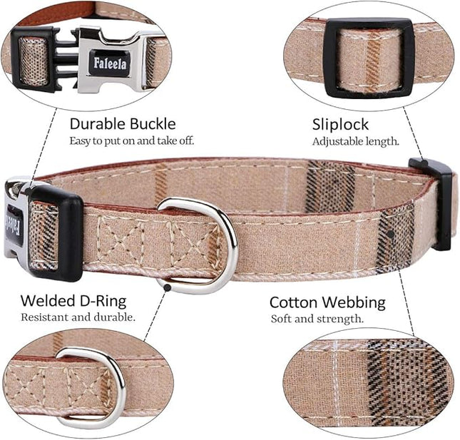 Faleela Soft &Comfy Bowtie Dog Collar,Detachable and Adjustable Bow Tie Collar,for Small Medium Large Pet (M, Brown)