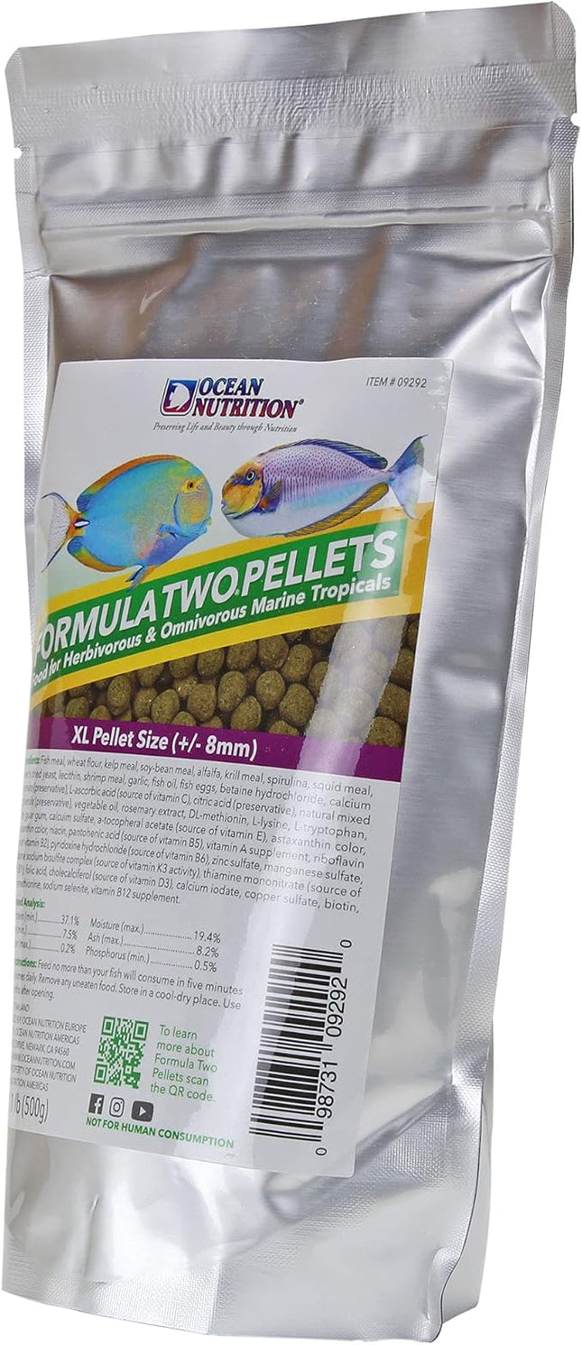 Ocean Nutrition Formula Two Pellets - Fish Food for Herbivorous & Omnivorous Marine Tropical Fish, High Protein(40%) - 1.1 lbs (500 g) XL Pellets