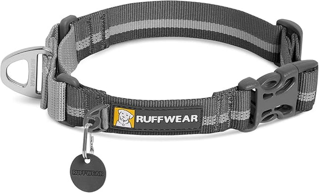 Ruffwear, Web Reaction Dog Collar, Escape-Proof Security Buckle, Adjustable Anti-Slip Martingale Collar with Durable Nylon Tubelok Webbing & Silent ID Attachment, Granite Gray, 23"-26"