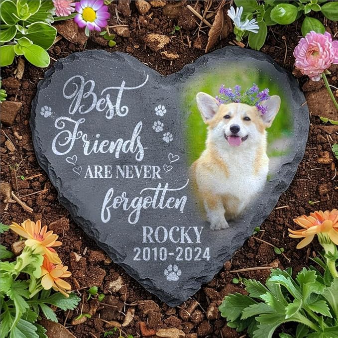 Personalized Dog Memorial Gifts for Loss of Dog, Custom Photo Pet Stone, Personalized Memorial Gifts for Pet Loss, Gift for Cat Lovers, Stones for Dogs, Cemetery Decorations for Grave Q3