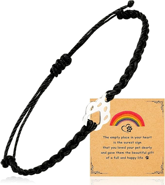 Pet Memorial Gifts for Loss of Dog, Paw Print Rainbow Sympathy Bridge Card Bracelet for Beloved Dog Cat, Pet Died Cats Death Dogs Lost Memorial Bracelet Women Men Pass Away Bereavement Thoughtful Gift