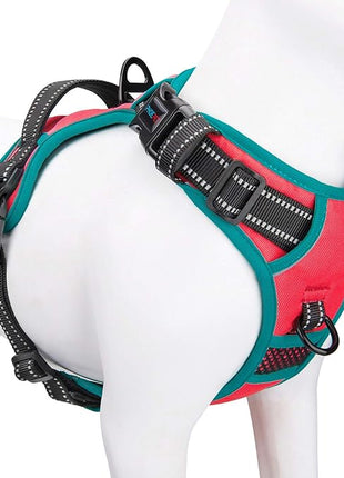 PHOEPET 2019 Upgraded No Pull Dog Harness, Reflective Adjustable Vest, with a Training Handle + 2 Metal Leash Hooks+ 3 Snap Buckles +4 Slide Buckles(S, Red)