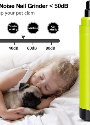 Casfuy Dog Nail Grinder Upgraded - Professional 2-Speed Electric Rechargeable Pet Nail Trimmer Painless Paws Grooming & Smoothing for Small Medium Large Dogs & Cats (Green)