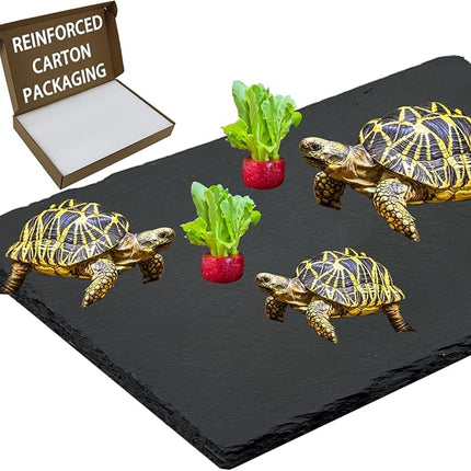 Extra Large 15.7 × 11.8" Reptile Basking Platform, Reptile Slate, Basking Rock, Slate Tiles Rocks for Reptiles,Terrarium Bowls for Bearded Dragon Tortoise Turtle Ball Python Snake Lizard Gecko