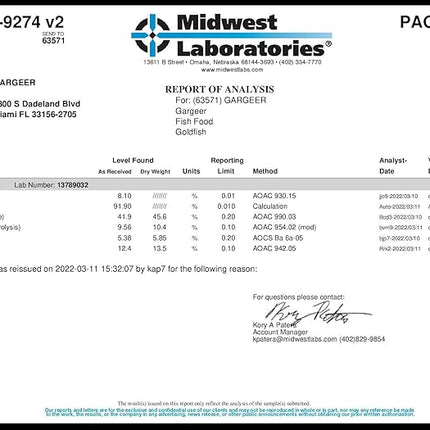 3oz Goldfish Food for Advanced Breeders Only. Complete Goldfish Gel Diet for Both Juveniles & Adults. Proudly Made in The USA Using Premium Ingredients, Nutrition Gourmet Formula. Enjoy !