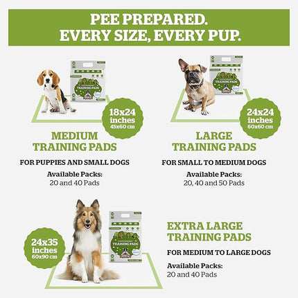 Pogi’s Dog Pads with Sticky Tabs – Large, Super Absorbent, Odor Blocking, 40-Count (24x24in)