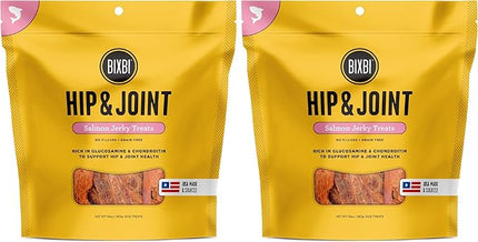 BIXBI Hip & Joint Support Salmon Jerky Dog Treats, 10 Oz - USA Made Grain Free Dog Treats - Glucosamine, Chondroitin for Dogs - High in Protein, Antioxidant Rich, Whole Food Nutrition, No Fillers