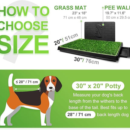 Hompet Dog Grass Pad with Tray Large, Puppy Turf Potty Reusable Training Pads with Pee Baffle, Artificial Grass Patch for Indoor and Outdoor Use, Ideal for Small and Medium Dogs (30"×20")