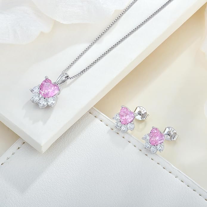 STARCHENIE Puppy Dog Necklace for Women 925 Sterling Silver Cat Pet Paw Print Pendant Birthstone Jewelry