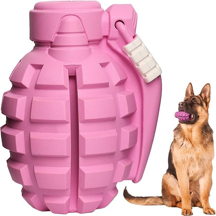 Dog Toys for Aggressive Chewers Large Breed, for German Shepherd, Indestructible Interactive Treat Dog Toys for Large Medium Breeds, Food Grade & Tough Rubber, Fun to Chew, Chase and Fetch (Pink)