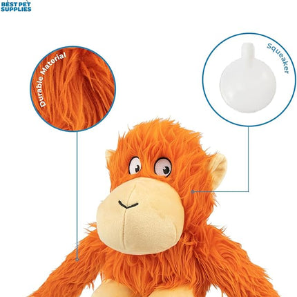 Best Pet Supplies Interactive Squeaky Dog Chew Toy, Ideal Dog Toys for Chewers, Small, Medium & Large Dogs, and Fetch Lovers - O-Hug-Atan (Orange), Large