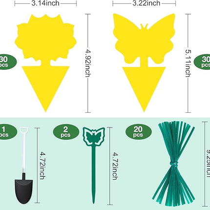 60 Pack Fruit Fly Trap, Fungus Gnat Trap Killer Protect Plants Indoor Outdoor, Double Sided Yellow Bug Sticky Traps for Fungus Gnat, Fruit Fly and Other Insects