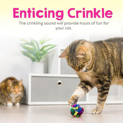 Cat Crinkle Balls 1.5 Inch | 12 Pack | Perfect Stocking Stuffer for Christmas | Soft Lightweight Indoor Cat Toys with Durable Crinkle Build and Engaging Crinkle Sound