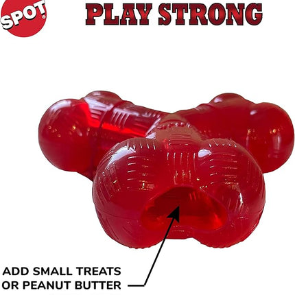 SPOT Play Strong Trident Bone - Durable TPR Long Lasting Dog Chew for Aggressive Chewers, Hole for Treats, Virtually Indestructible Toy for Large Dogs & Puppies up to 90lbs - 6 inch