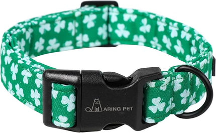 ARING PET St Patrick's Day Dog Collar, Cute Green Clovers Pet Collars with Quick Release Buckle for Puppy Small Medium Large Boy Girl Dogs-S