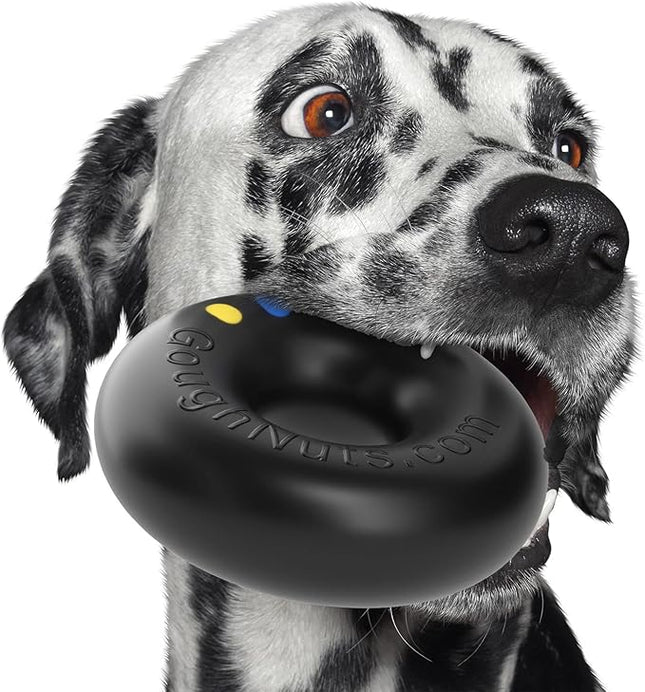 Goughnuts — Dog Toys for Aggressive Chewers | Virtually Indestructible Dog Toys for Large Breeds Such as Pit Bulls | Heavy Duty Dog Toy | Black
