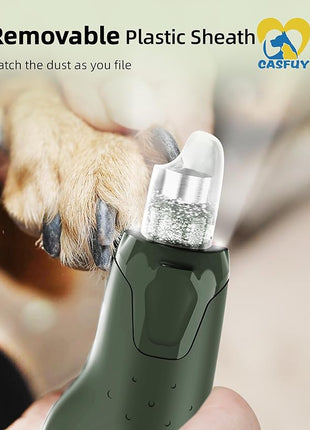Casfuy Dog Nail Grinder Quiet - (45db) 6-Speed Pet Nail Grinder with 2 LED Lights for Large Medium Small Puppy Dogs/Cats, Professional 3 Ports Rechargeable Electric Dog Nail Trimmer with Dust Cap